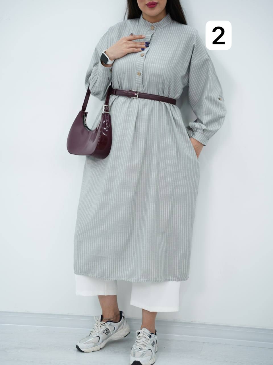 پیراهن کفتان یقه دکمه ساغر کد 6897