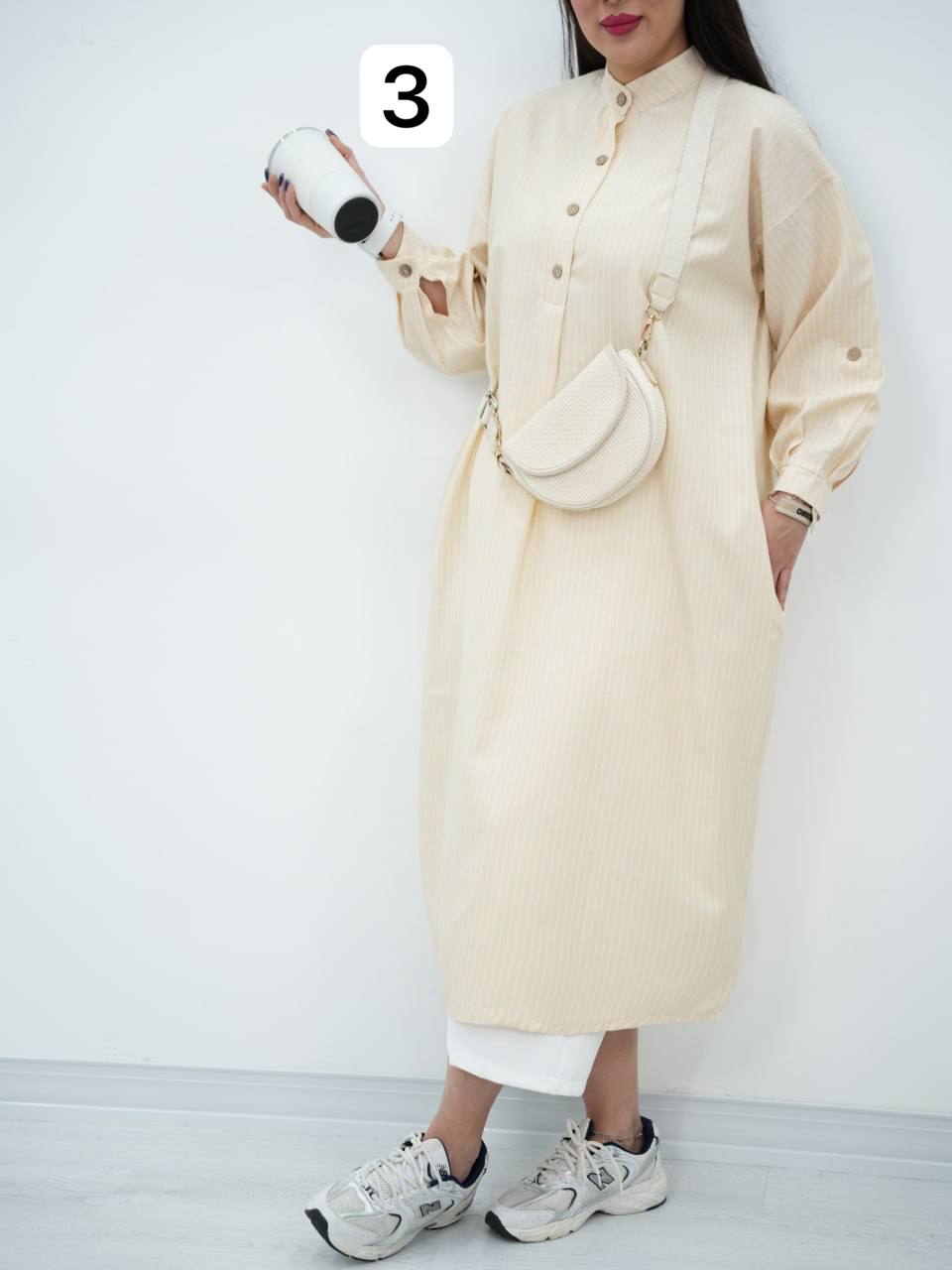 پیراهن کفتان یقه دکمه ساغر کد 6897