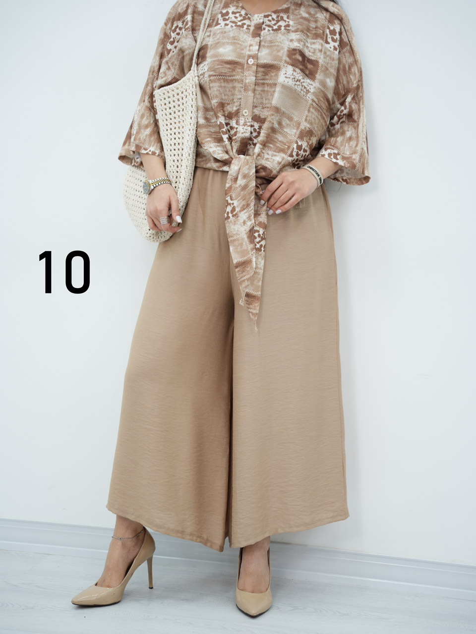 ست شومیز گره ای و شلوار نیلای کد6921