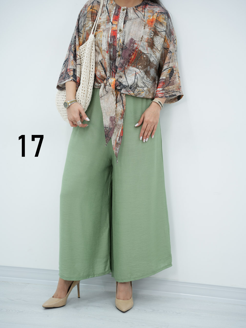 ست شومیز گره ای و شلوار نیلای کد6921