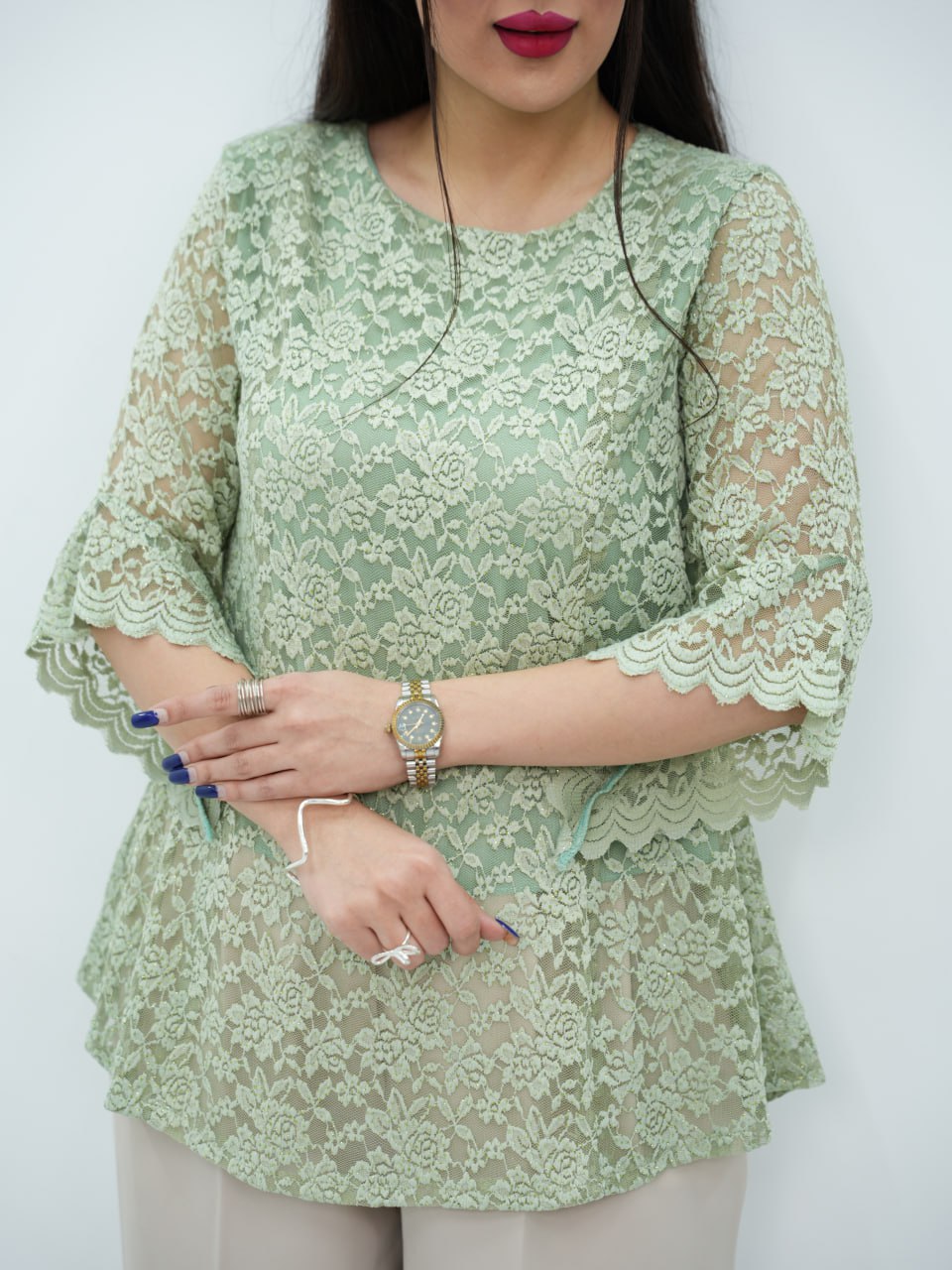 بلوز مجلسی گیپور یاقوت کد 6949