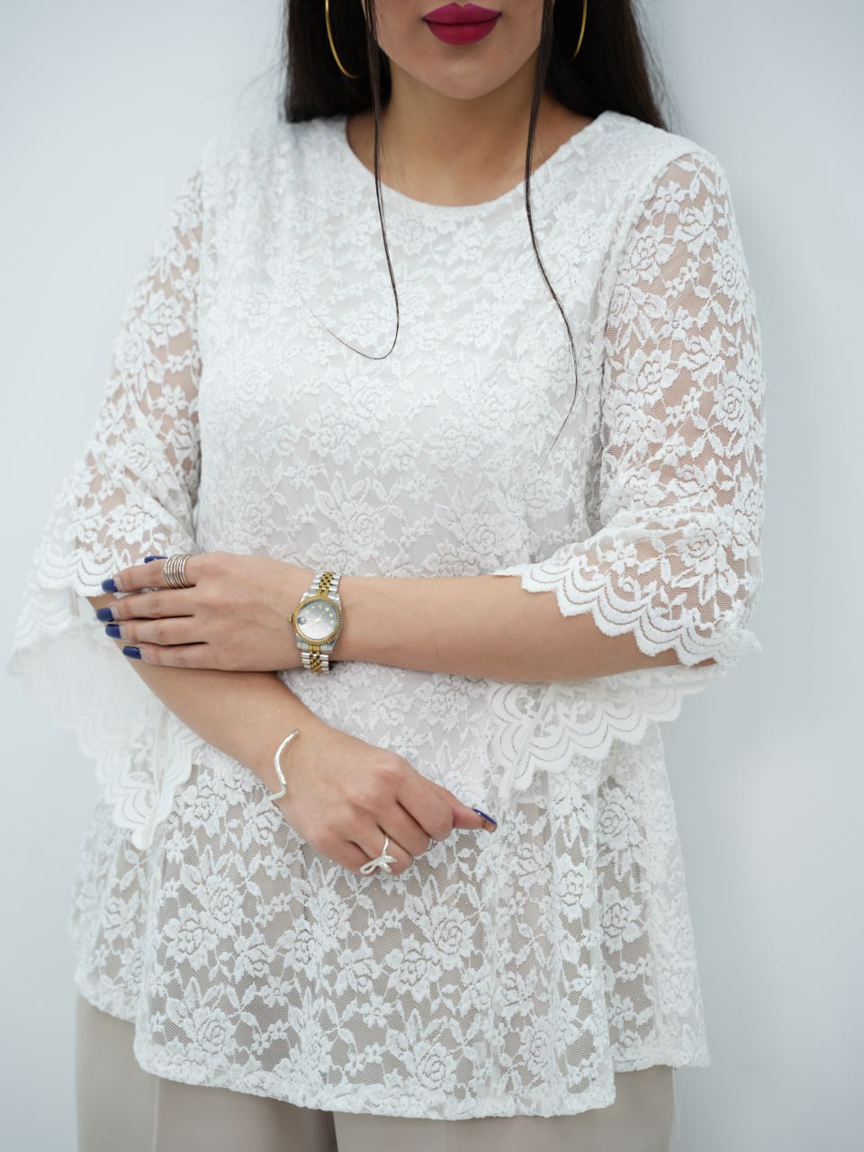 بلوز مجلسی گیپور یاقوت کد 6949