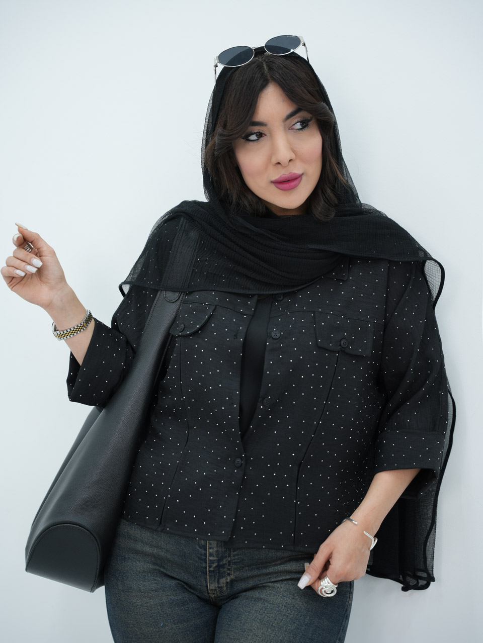شومیز جلو دوخت نگین دار یگانه کد 6959