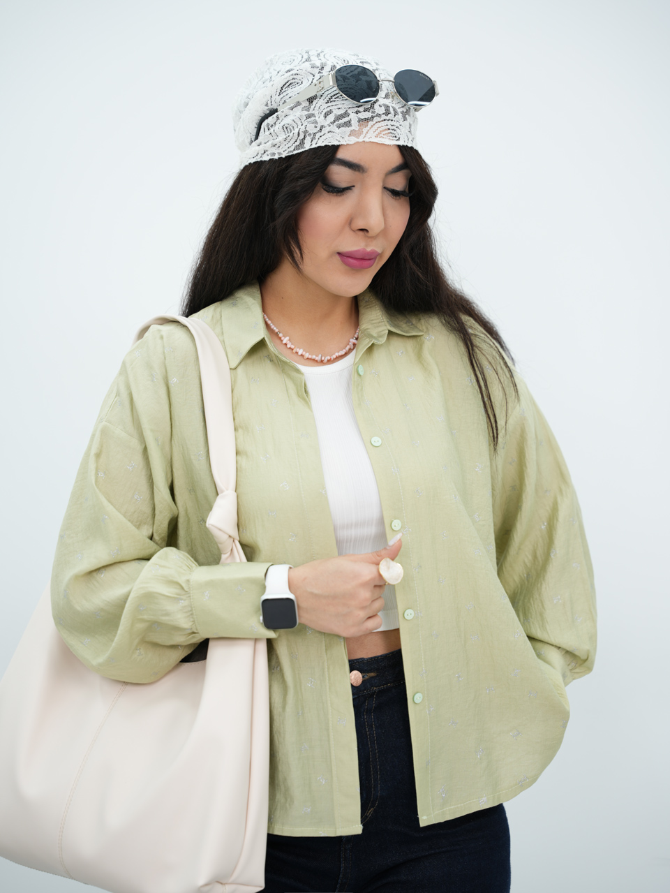 شومیز طرح شنل و کراپ شارونا کد7010