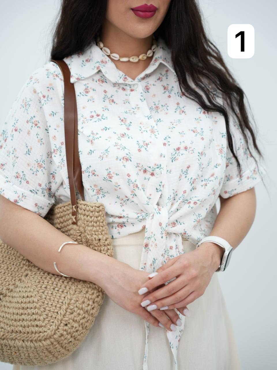 شومیز کراپ جلو گره ای گلاره کد7011