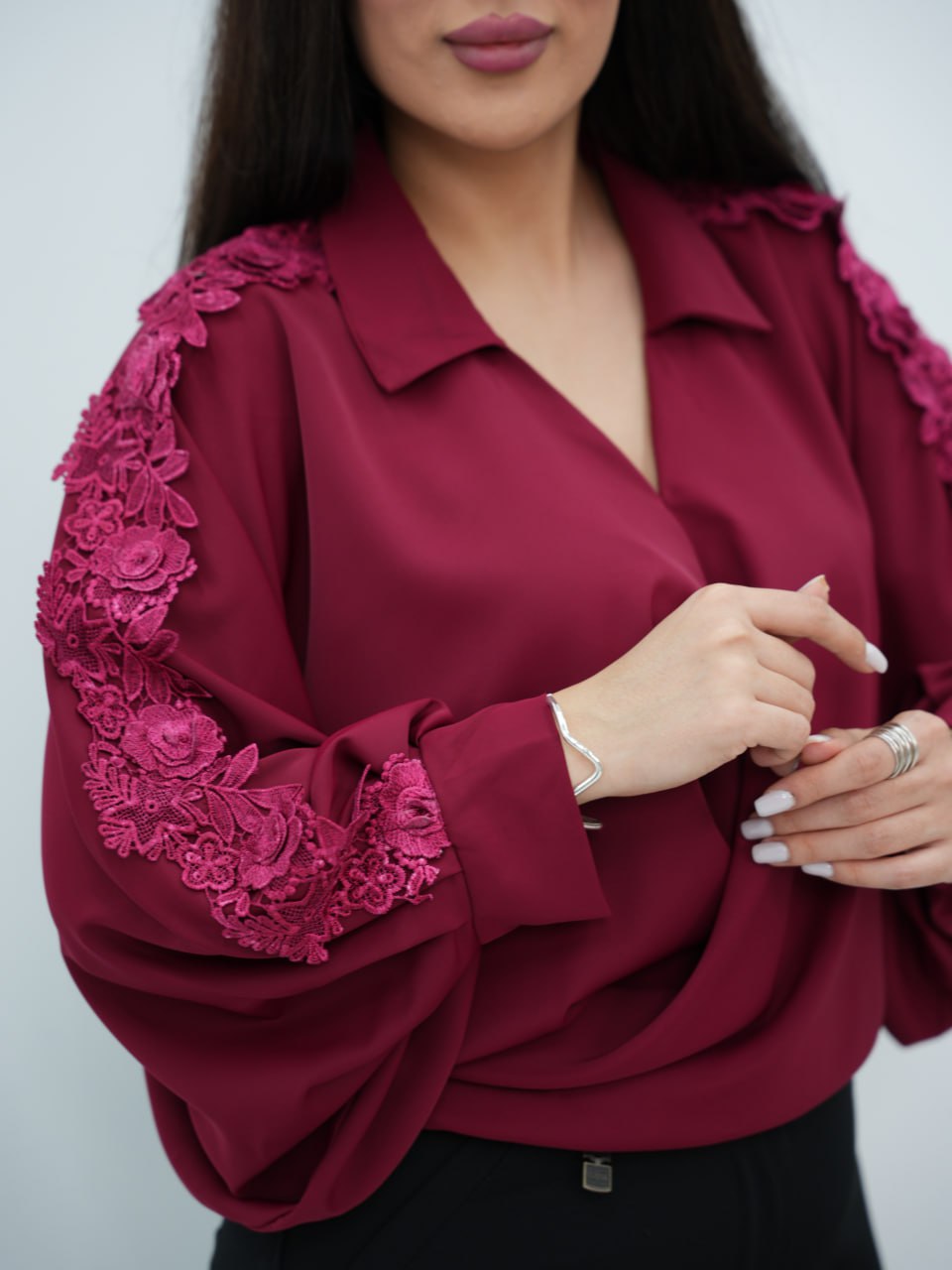 بلوز مجلسی کیمونو جلو گره ای لوریا کد7030