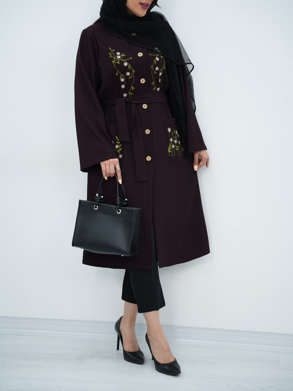 مانتو بلند تنسل گلدوزی صحرا کد7128