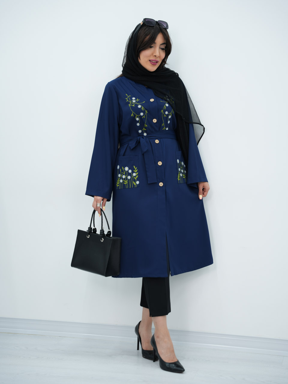 مانتو بلند تنسل گلدوزی صحرا کد7128