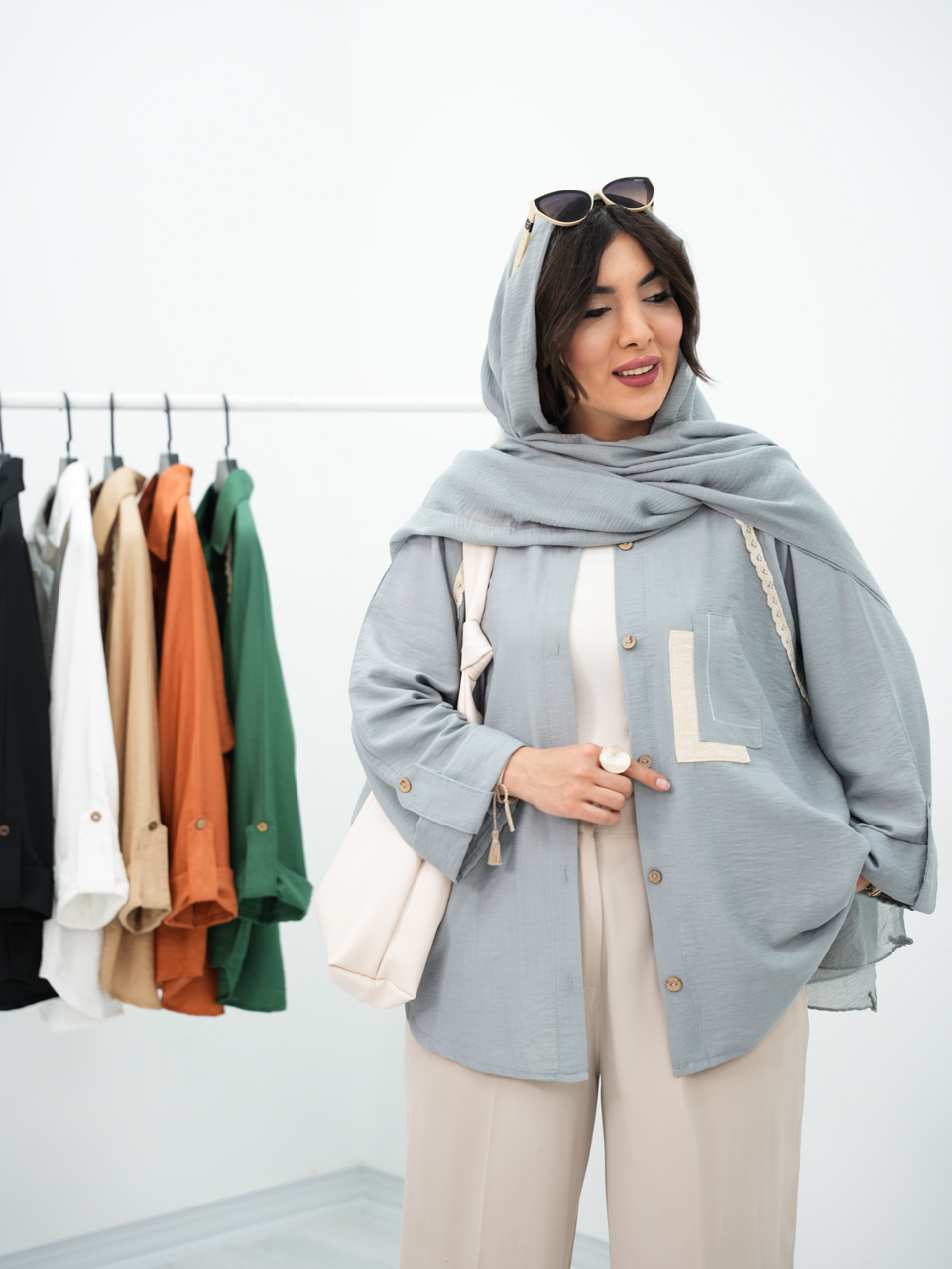 شومیز نوار گیپور پرتو کد7130