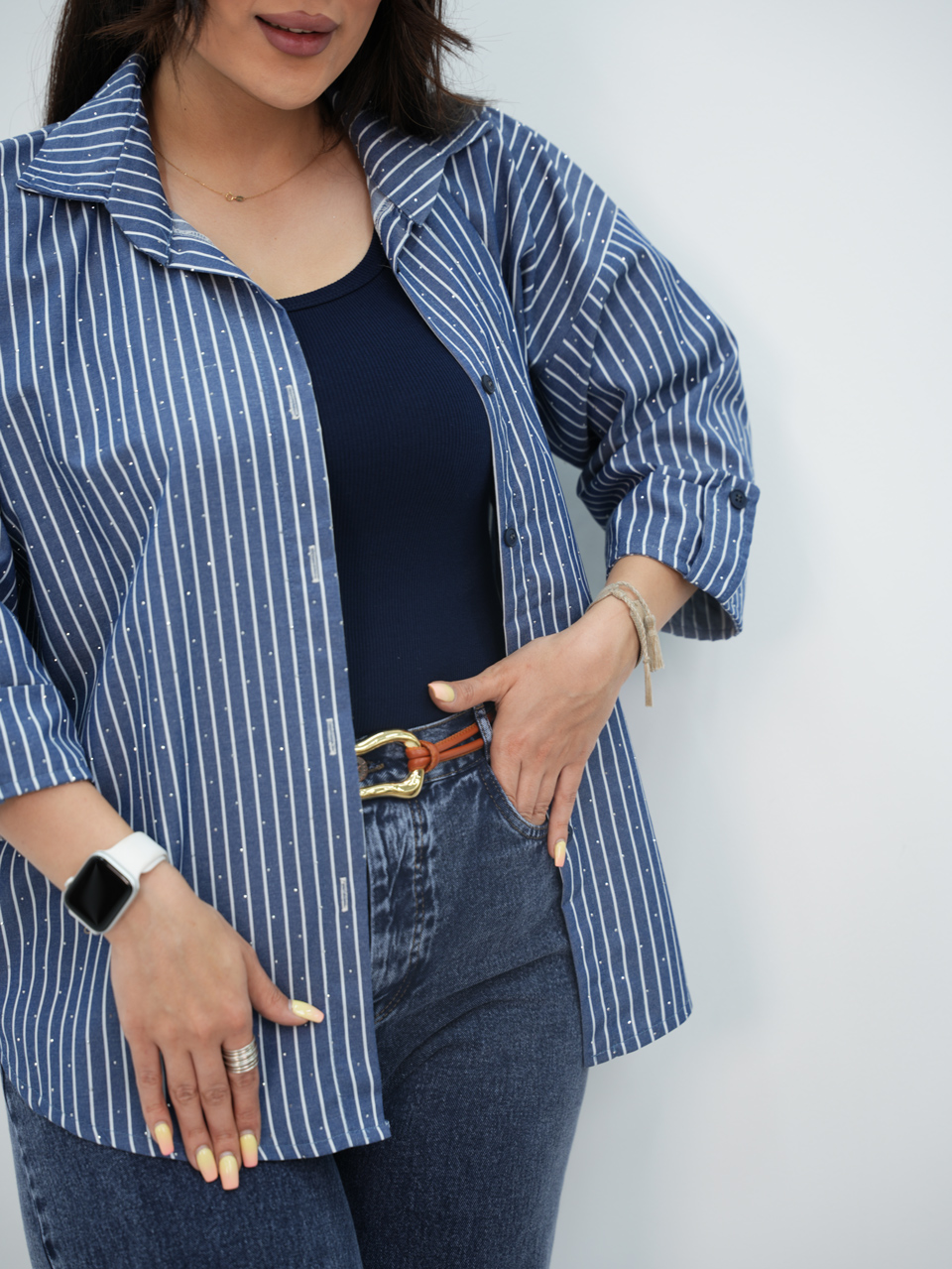 شومیز راه راه نگین دار لیزا کد7313