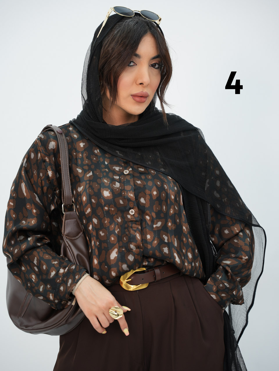 ست کراپ و شومیز پلنگی پیچی هایپر کد7320