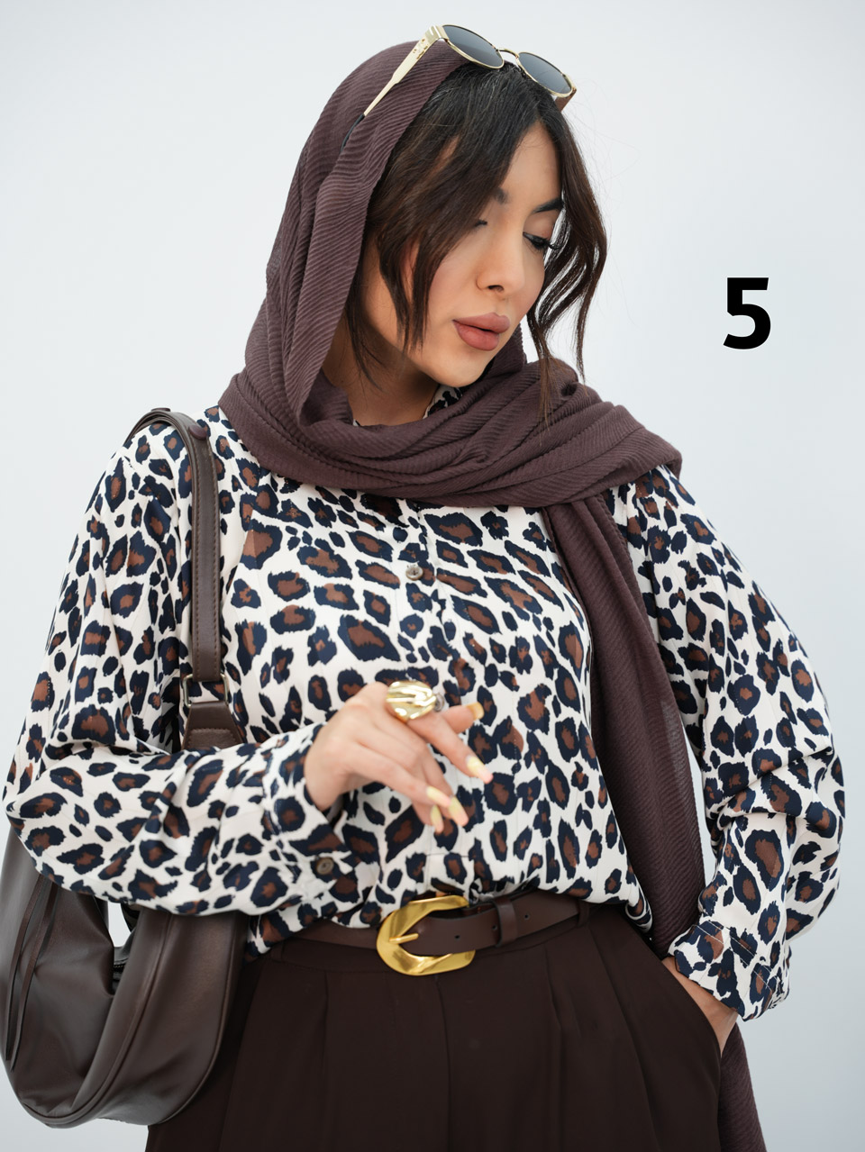 ست کراپ و شومیز پلنگی پیچی هایپر کد7320