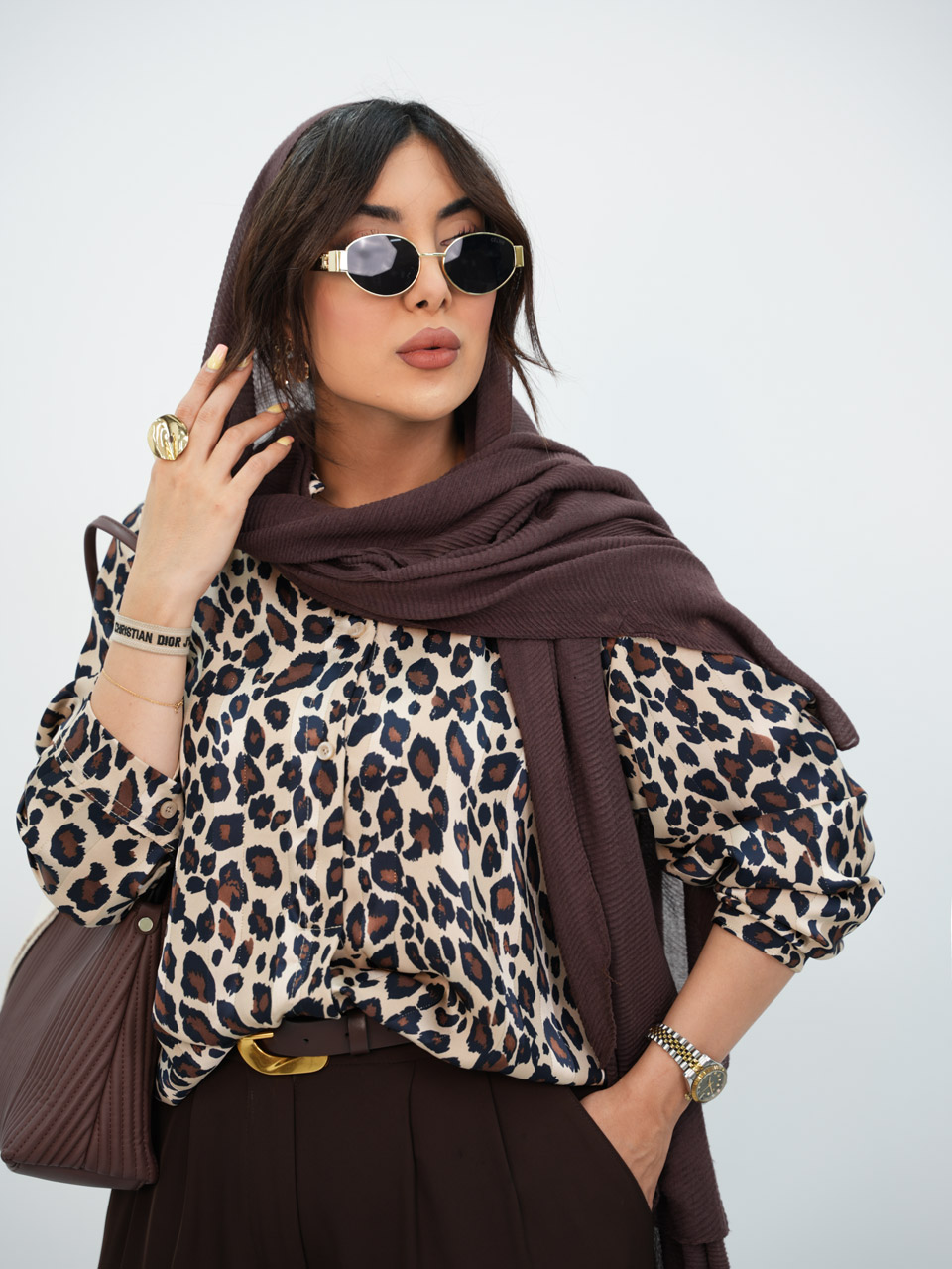 ست کراپ و شومیز پلنگی پیچی هایپر کد7320