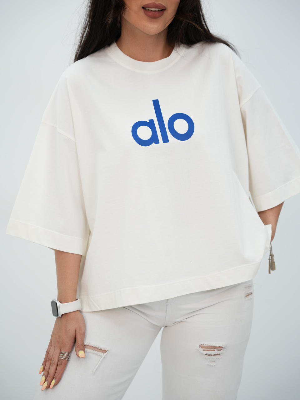تیشرت لانگ alo نگین دار کد7344