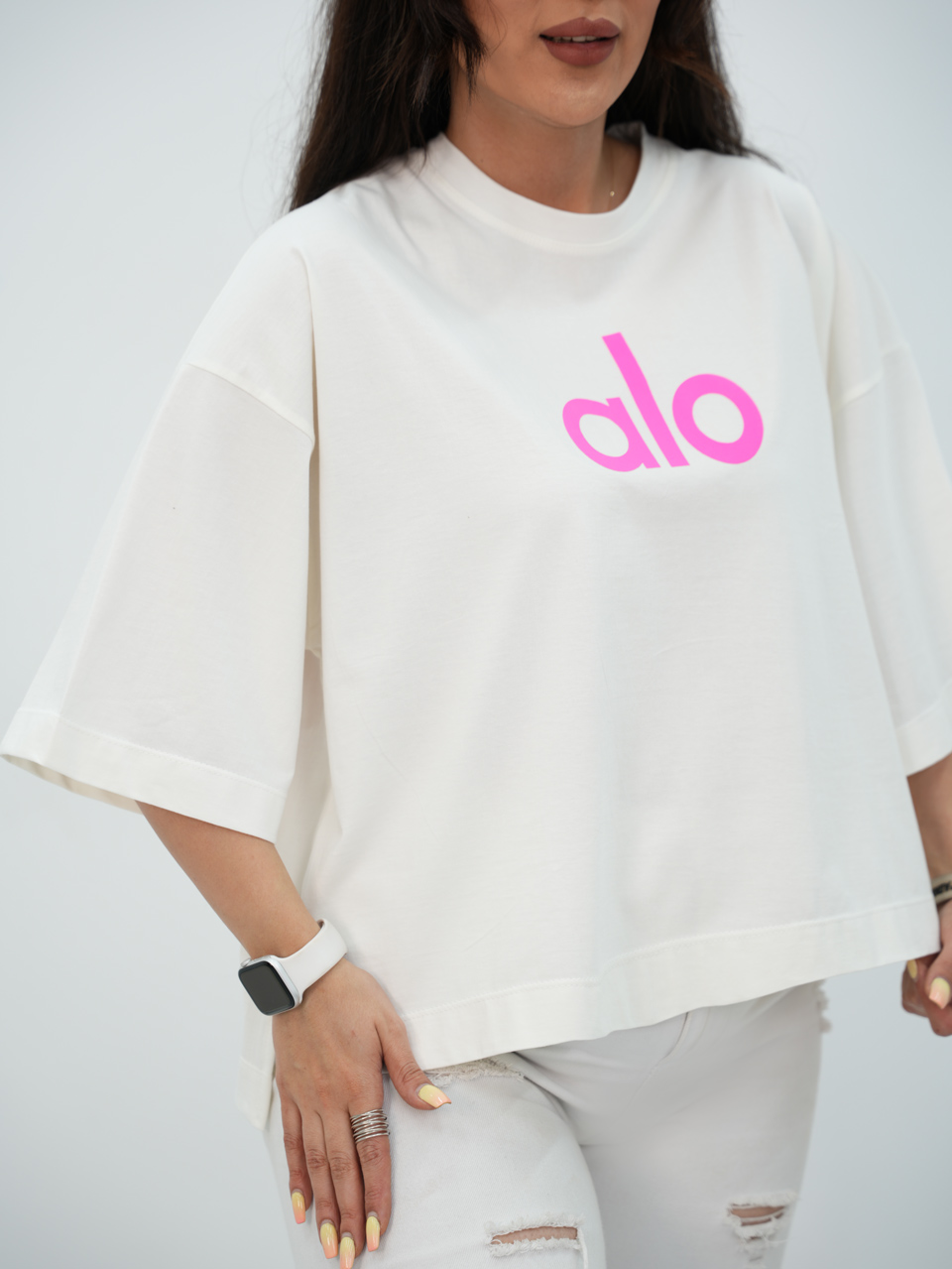 تیشرت لانگ alo نگین دار کد7344