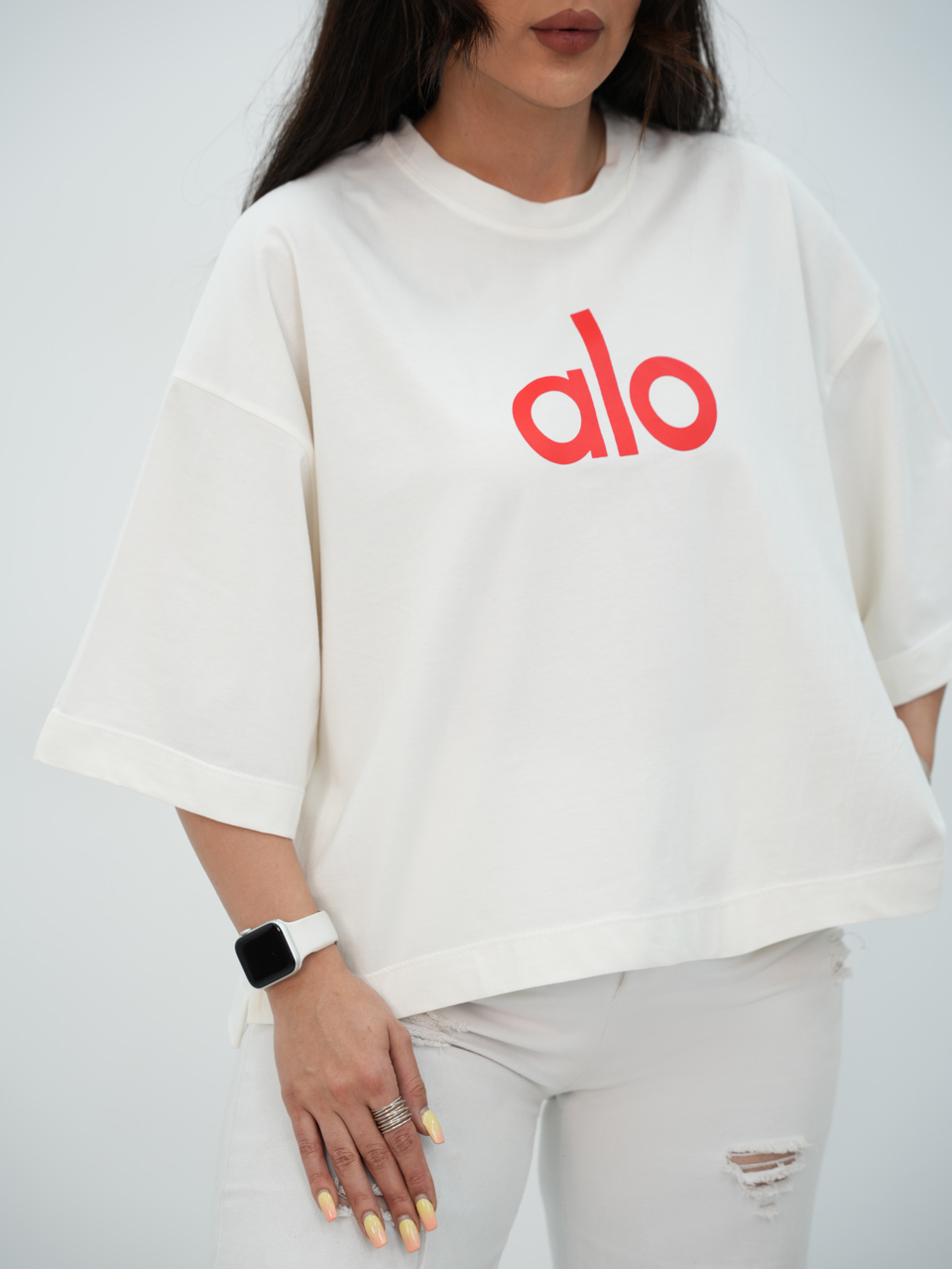 تیشرت لانگ alo نگین دار کد7344
