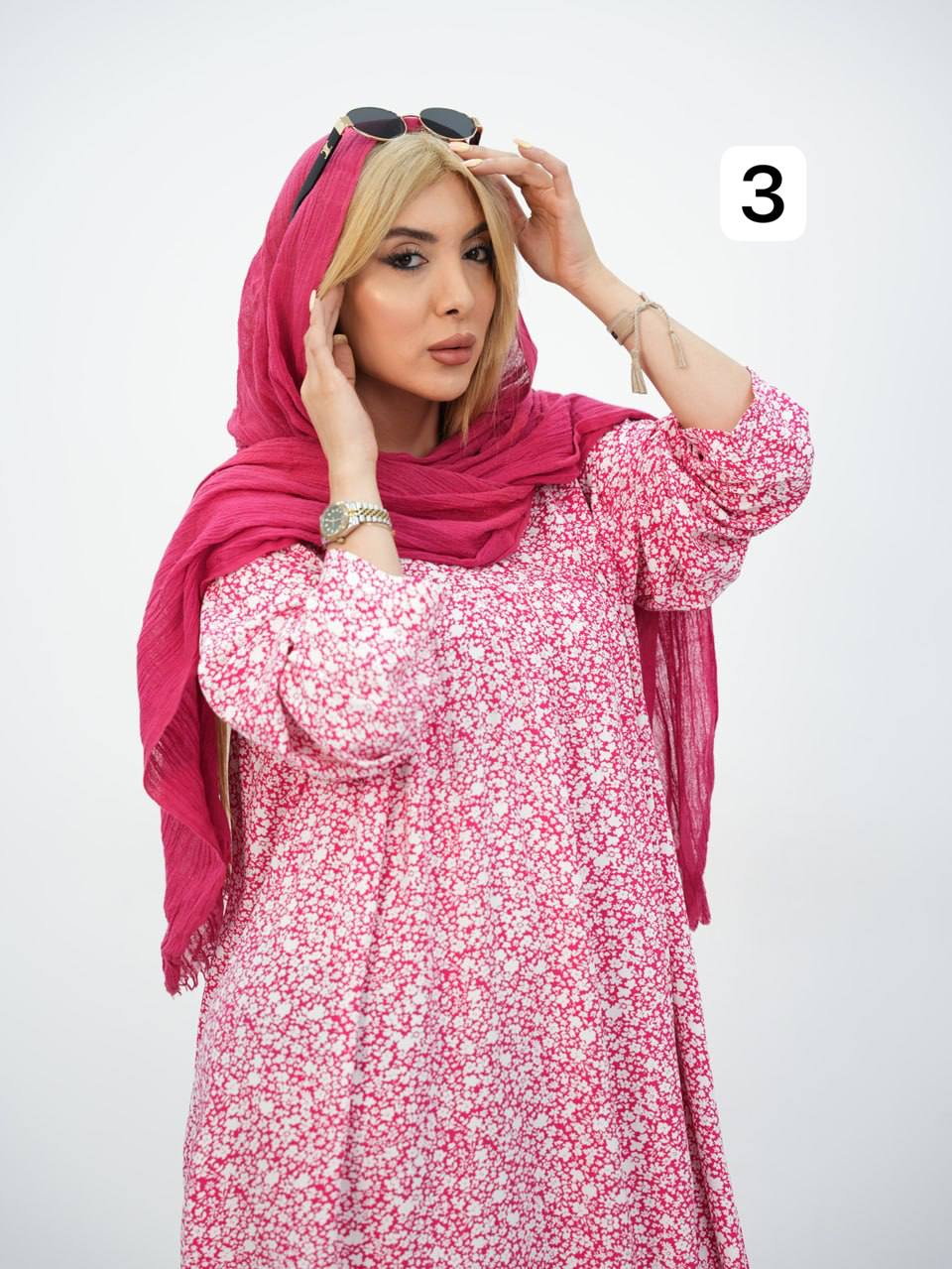 پیراهن نخی سینه چین سندی کد7388