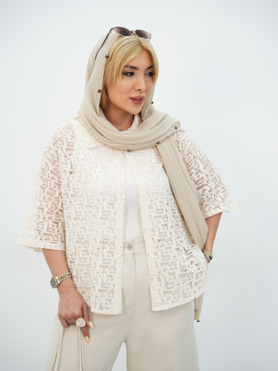 شومیز باکسی گیپور دارلین کد7432