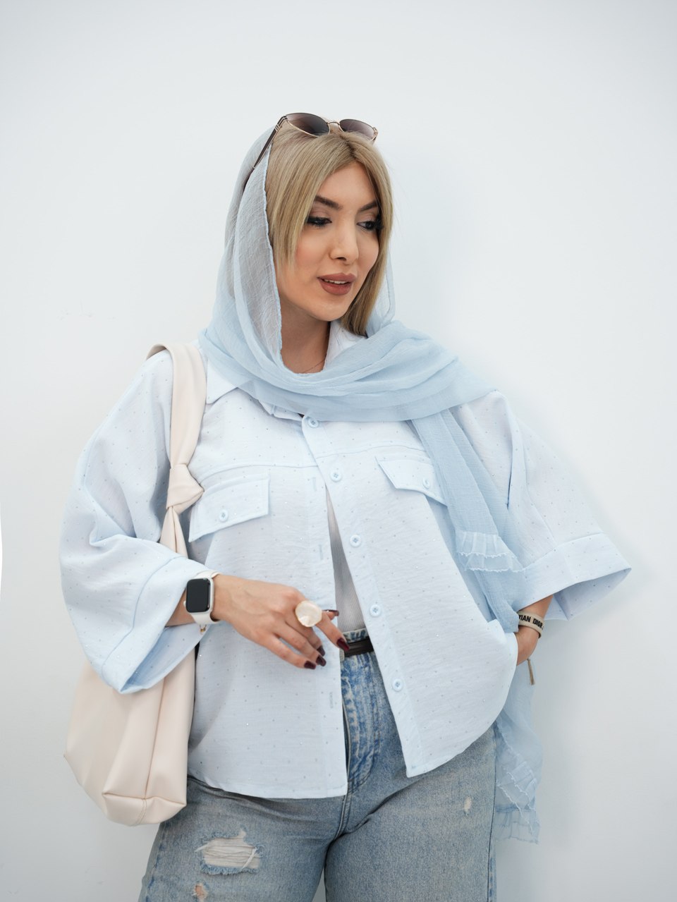 شومیز کیمونو نگین دار خزان کد7438