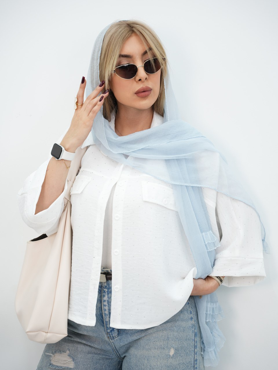 شومیز کیمونو نگین دار خزان کد7438