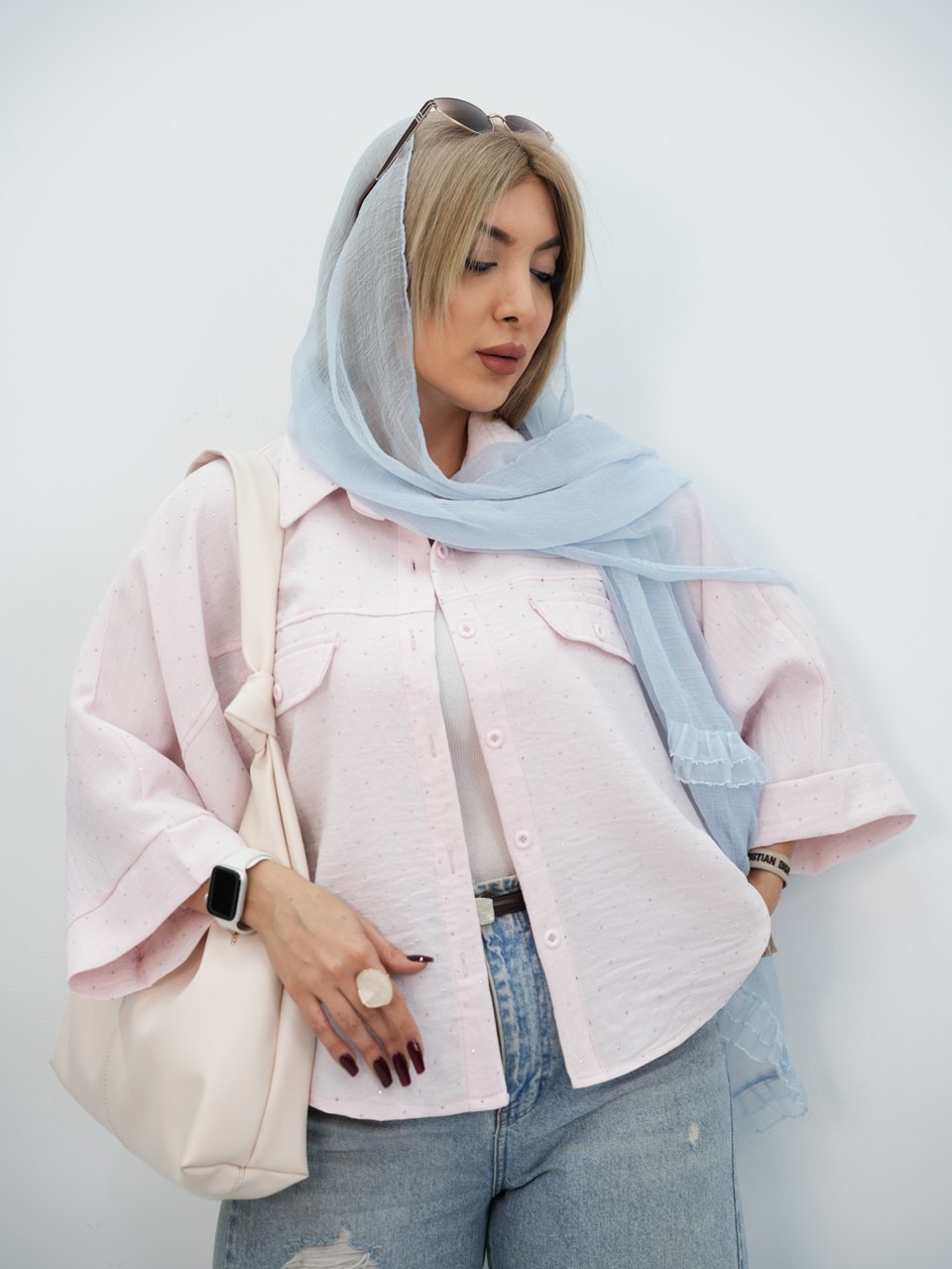 شومیز کیمونو نگین دار خزان کد7438