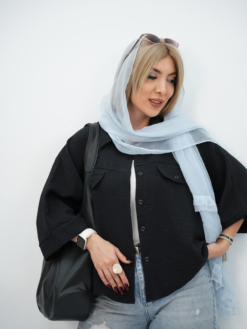 شومیز کیمونو نگین دار خزان کد7438