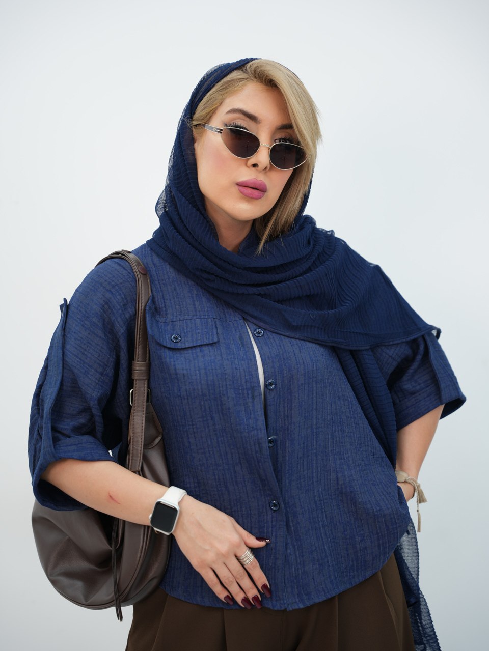 شومیز گازويیلی آستین پاگون مهستی کد7474