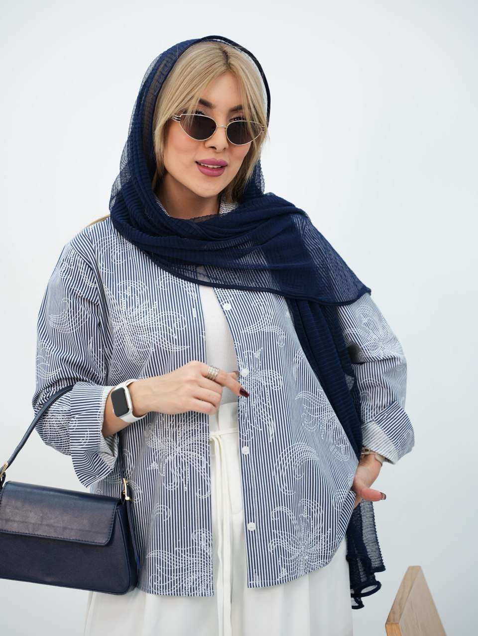 شومیز راه راه طرحدار پشت پیله چیترا کد7494