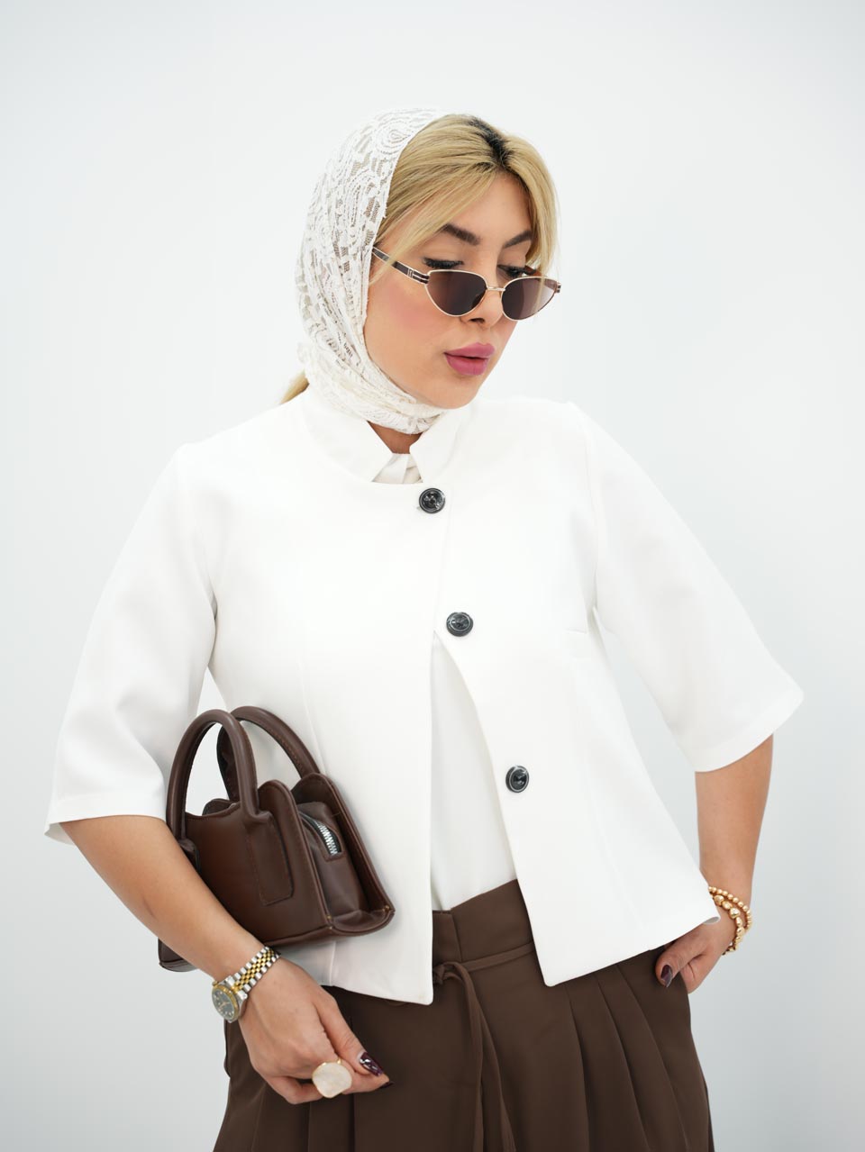 کراپ کت ترند یقه ایستاده کمند کد7523