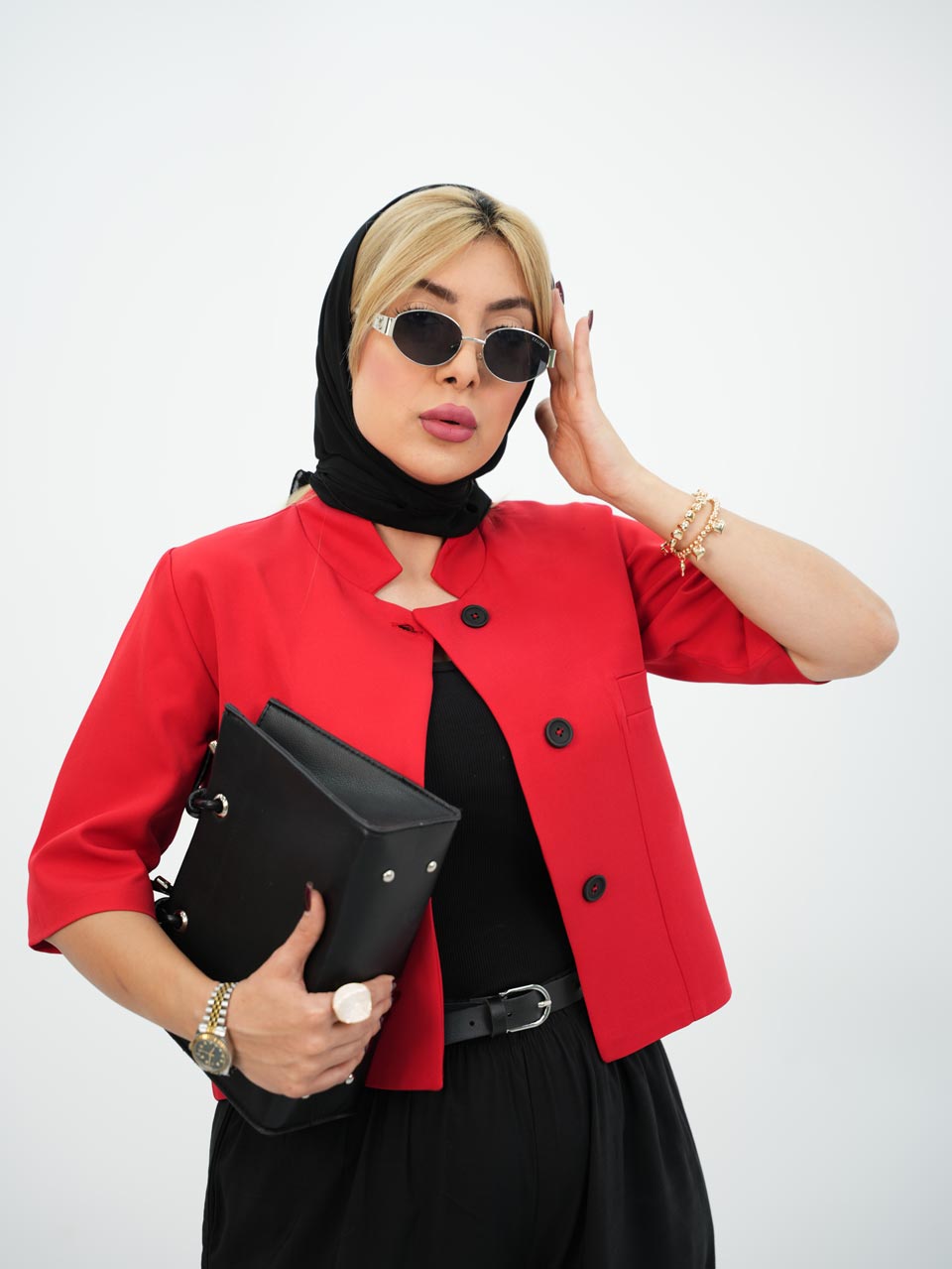 کراپ کت ترند یقه ایستاده کمند کد7523
