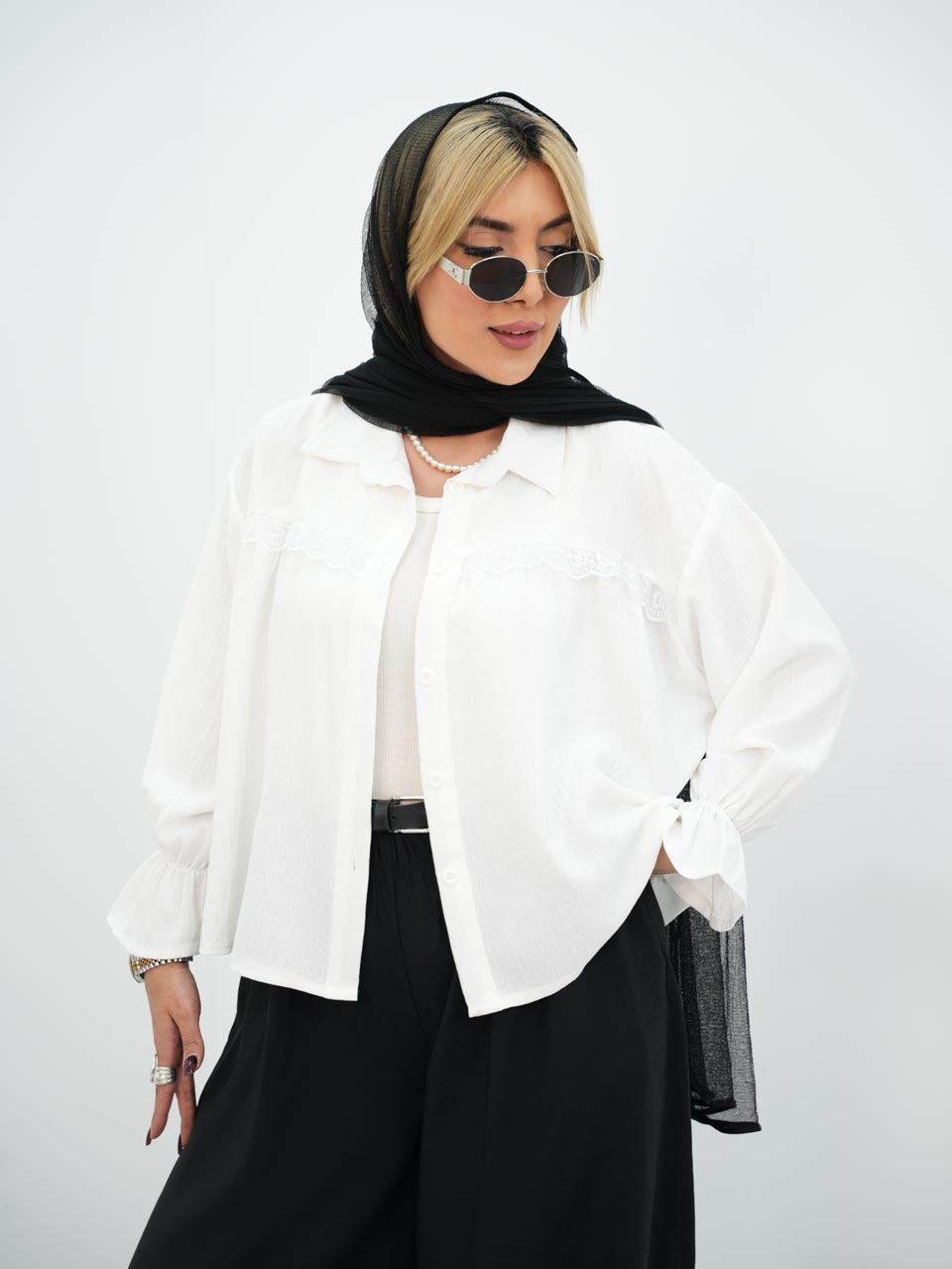 شومیز عروسکی گیپور دار مهیاس کد7546