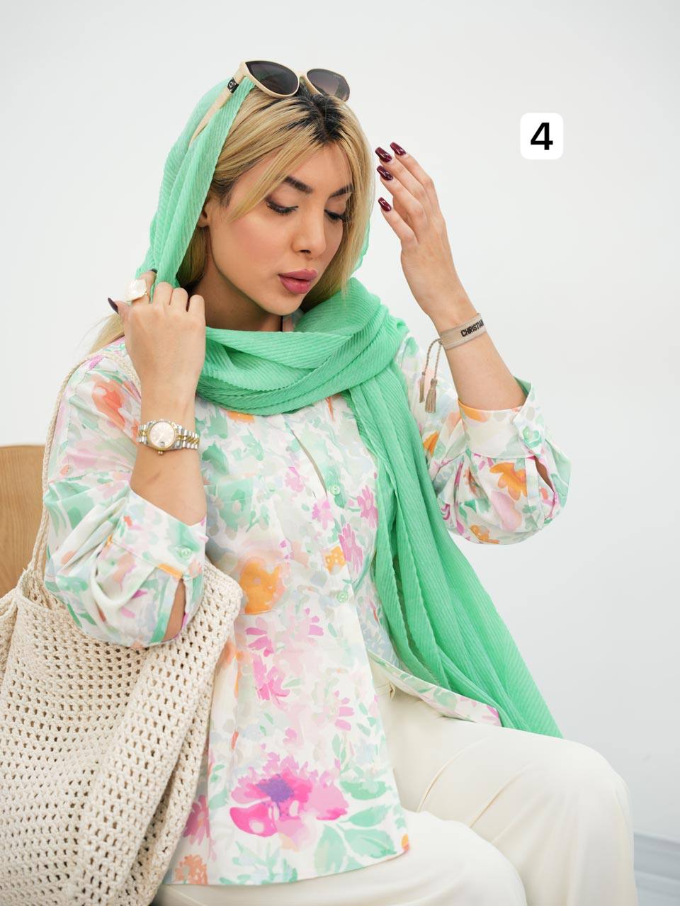 شومیز گلدار تک جیب آیسا کد7572