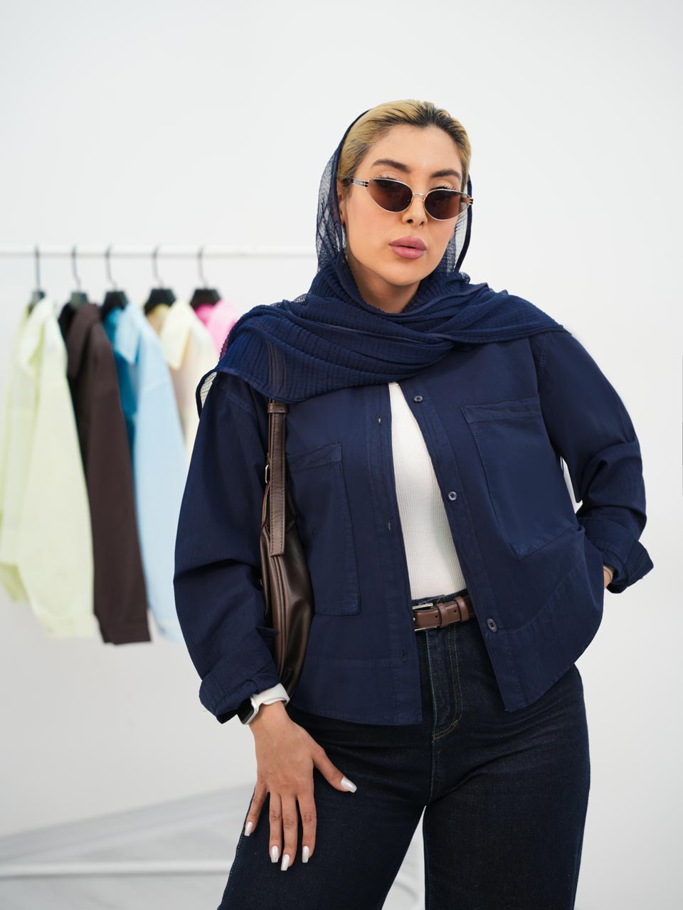 شومیز دوجیب کوتاه فرانک کد7582