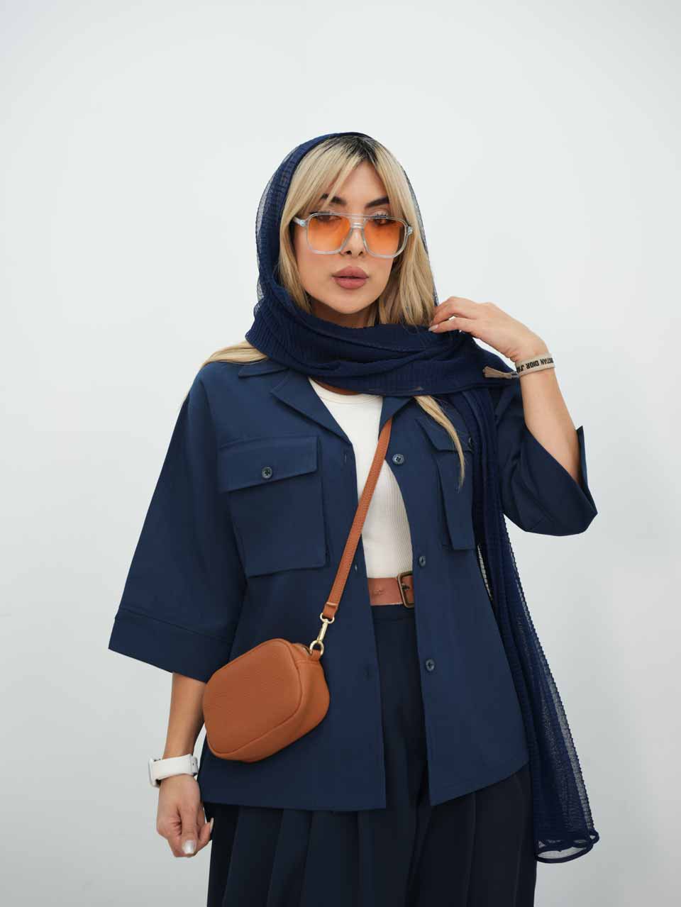 شومیز لنین جیب پاکتی گلسا کد7617