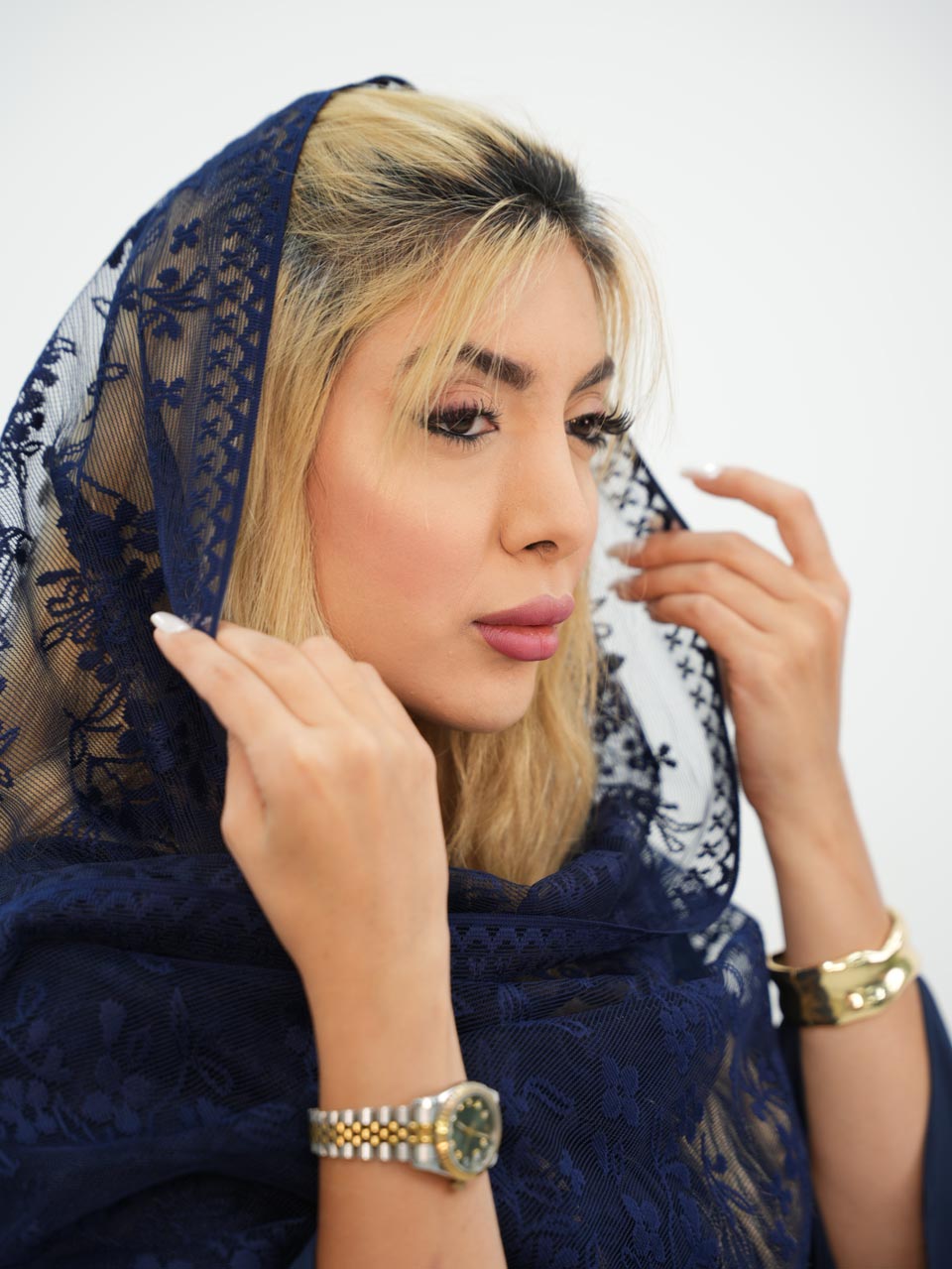شال دانتل گلگون کد7631