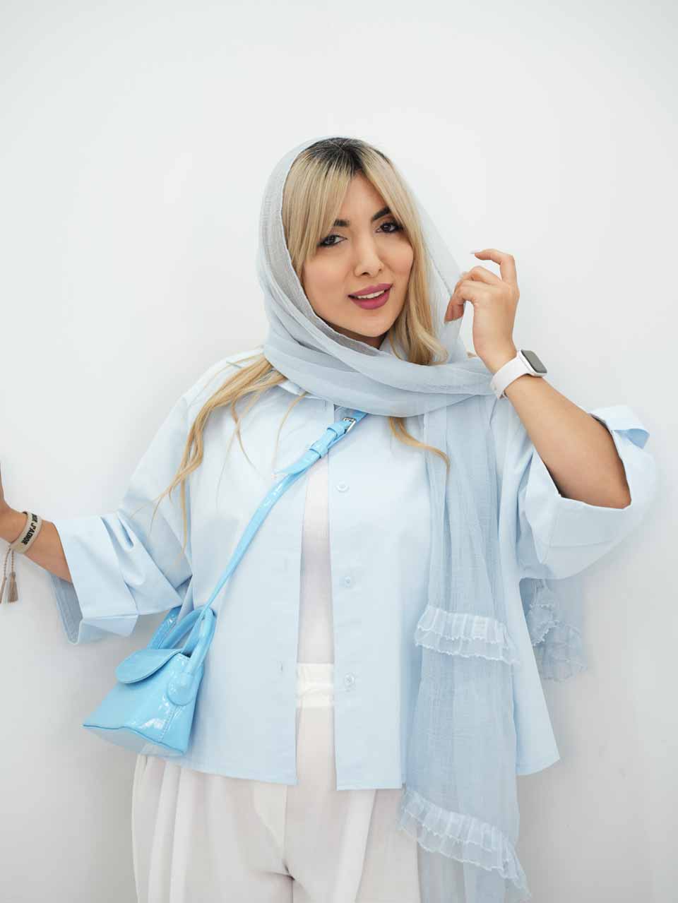 شومیز لنین آستین پاگون نور کد7661