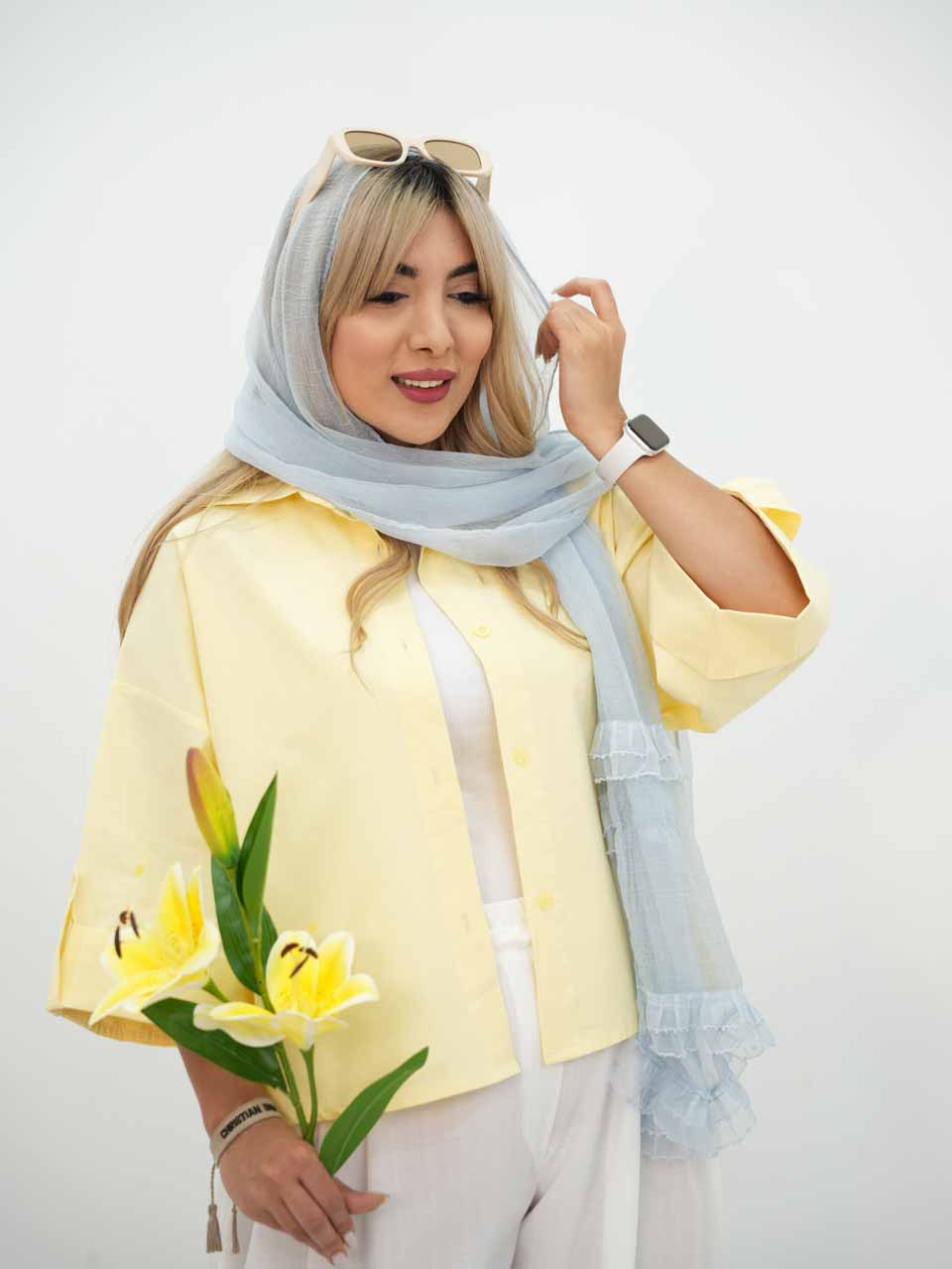 شومیز لنین آستین پاگون نور کد7661