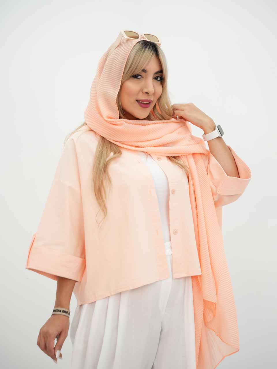 شومیز لنین آستین پاگون نور کد7661