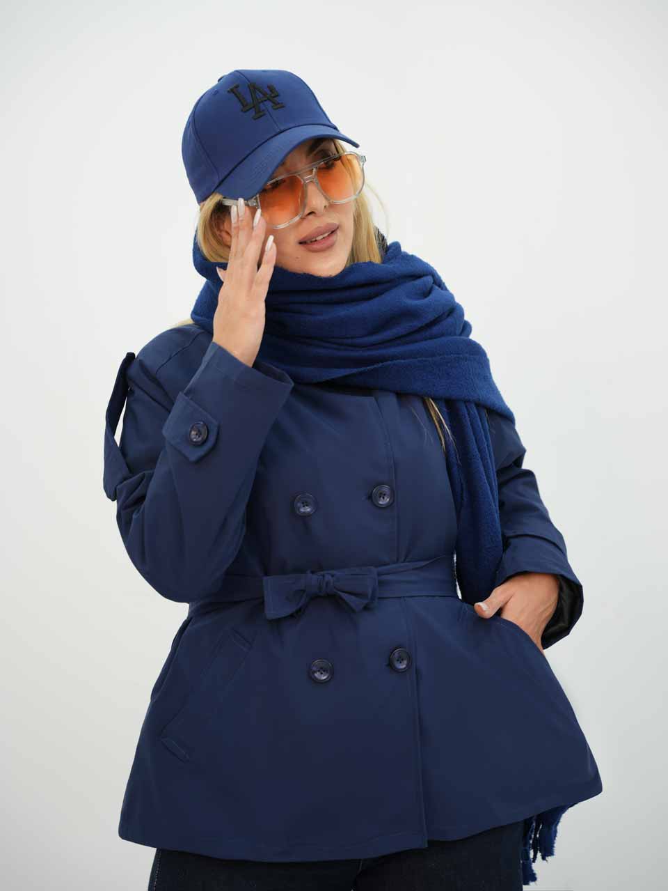 بارونی یقه ایستاده کمردار نیل کد7694