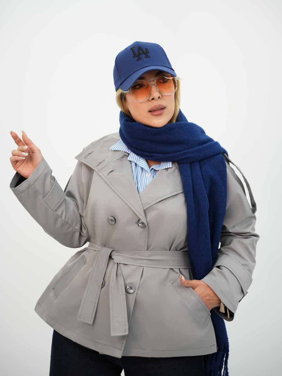 بارونی یقه ایستاده کمردار نیل کد7694