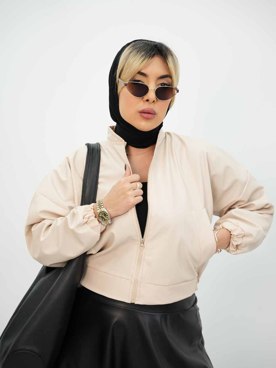 کت چرم پشت کش لاوندر 7858