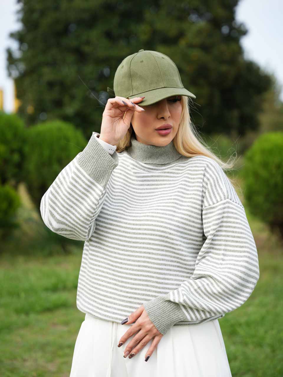 بافت راه راه یقه اسکی حلما کد7890