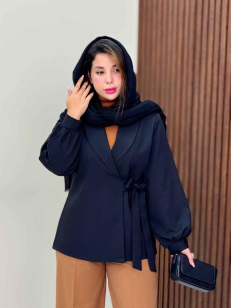 فروش مانتو کتی بهاره جلو بند استین مچ روشنا کد5588