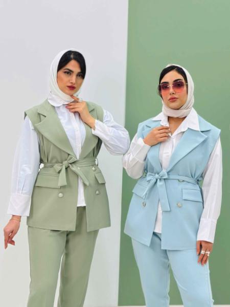 فروش ست سه تیکه با کیفیت دخترانه کمردار دنیز کد5594