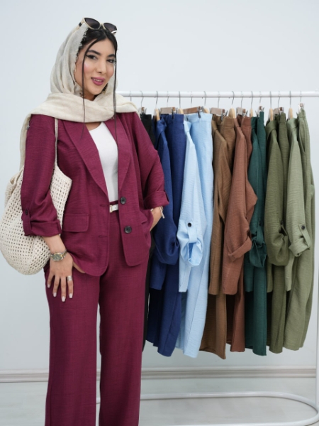 فروش ست کت و شلوار بهاره خوش دوخت خنک یقه آرشال لوکاس کد5973