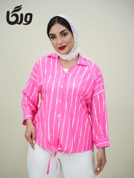 شومیز راه راه جلو گره ای باسلوق کد6035
