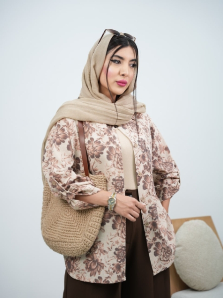 شومیز طرحدار تک جیب دلارا کد6038