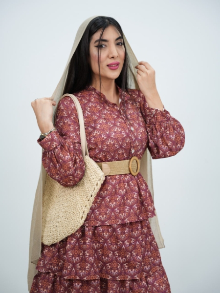 پیراهن طبقه ای طرحدار هایده کد6084