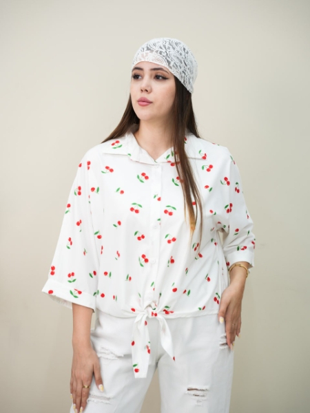 شومیز جلو گره ای آلبالو کد6128