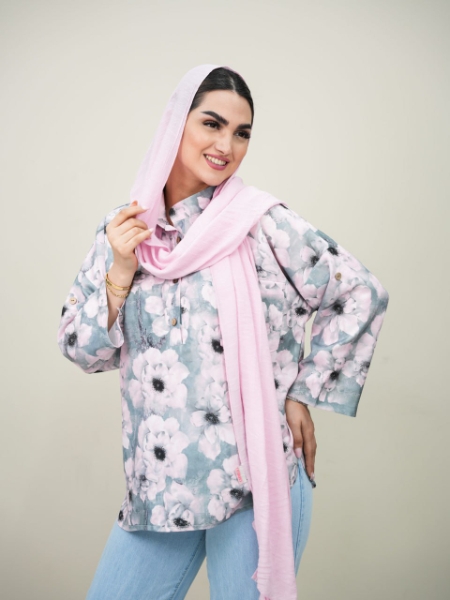 جلو بسته کوتاه خنک و بهاره طرحدار طرح گل شقایق کد6125